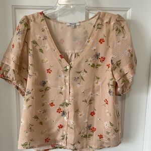 Madewell Beige Floral Blouse
